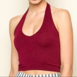 Maroon Brandy Melville Lena Halter Top